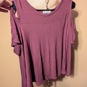 Pebble and Stone Women's Purple Cold Shoulder Tank Top